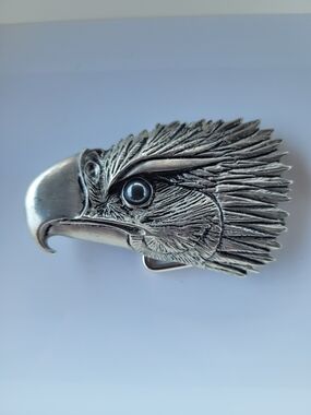 Vintage 90s Frederick Pewter Canada Eagle Head Belt Buckle
